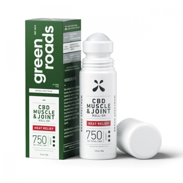 Green Roads Broad Spectrum CBD Muscle & Joint Roll-on Heat Relief | Hemp and Herbs | Temple Texas